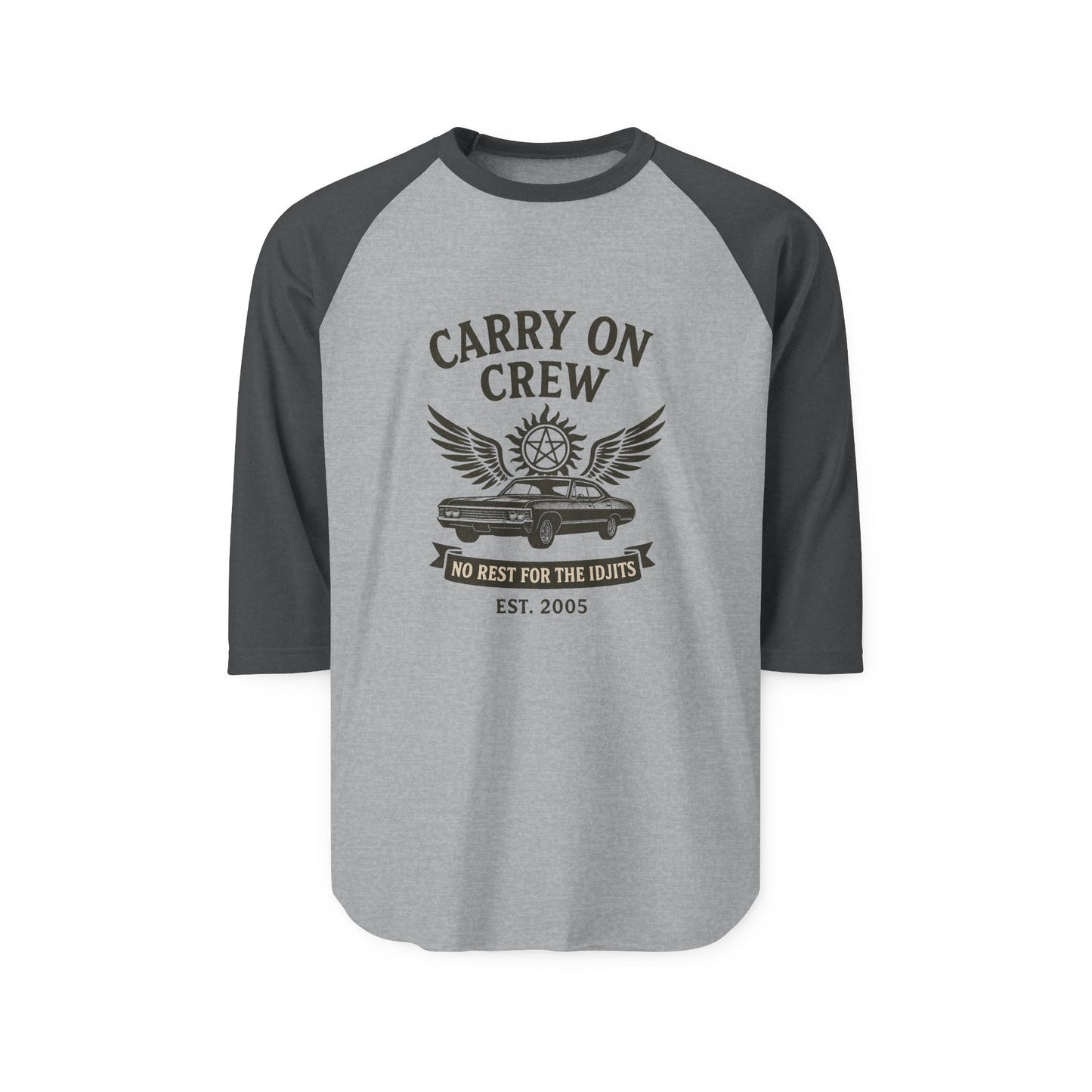 Carry On Crew Raglan Shirt - Supernatural Fan Design | 3/4 Sleeve Baseball Tee | No Rest for the Idjits