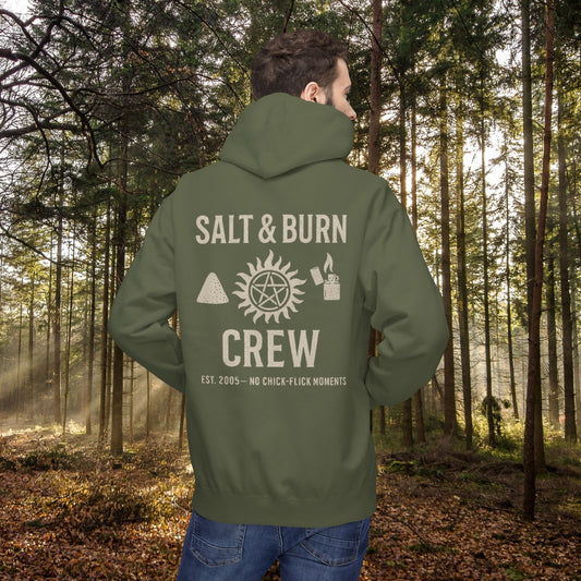 Salt & Burn Crew Hoodie - Supernatural Fan Design | Fandom Pullover | Anti-Possession Symbol Unisex Sweatshirt | Cozy Grunge SPN Gear