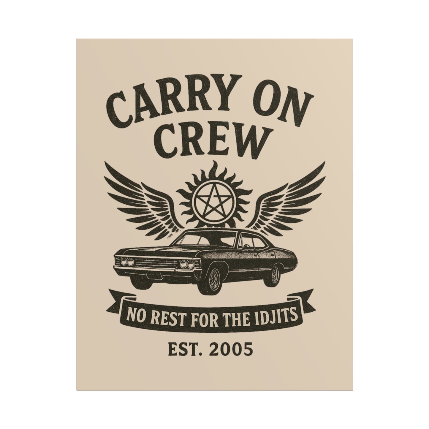 Carry On Crew Rolled Poster - Beige - Supernatural Fan Design | Wall Art