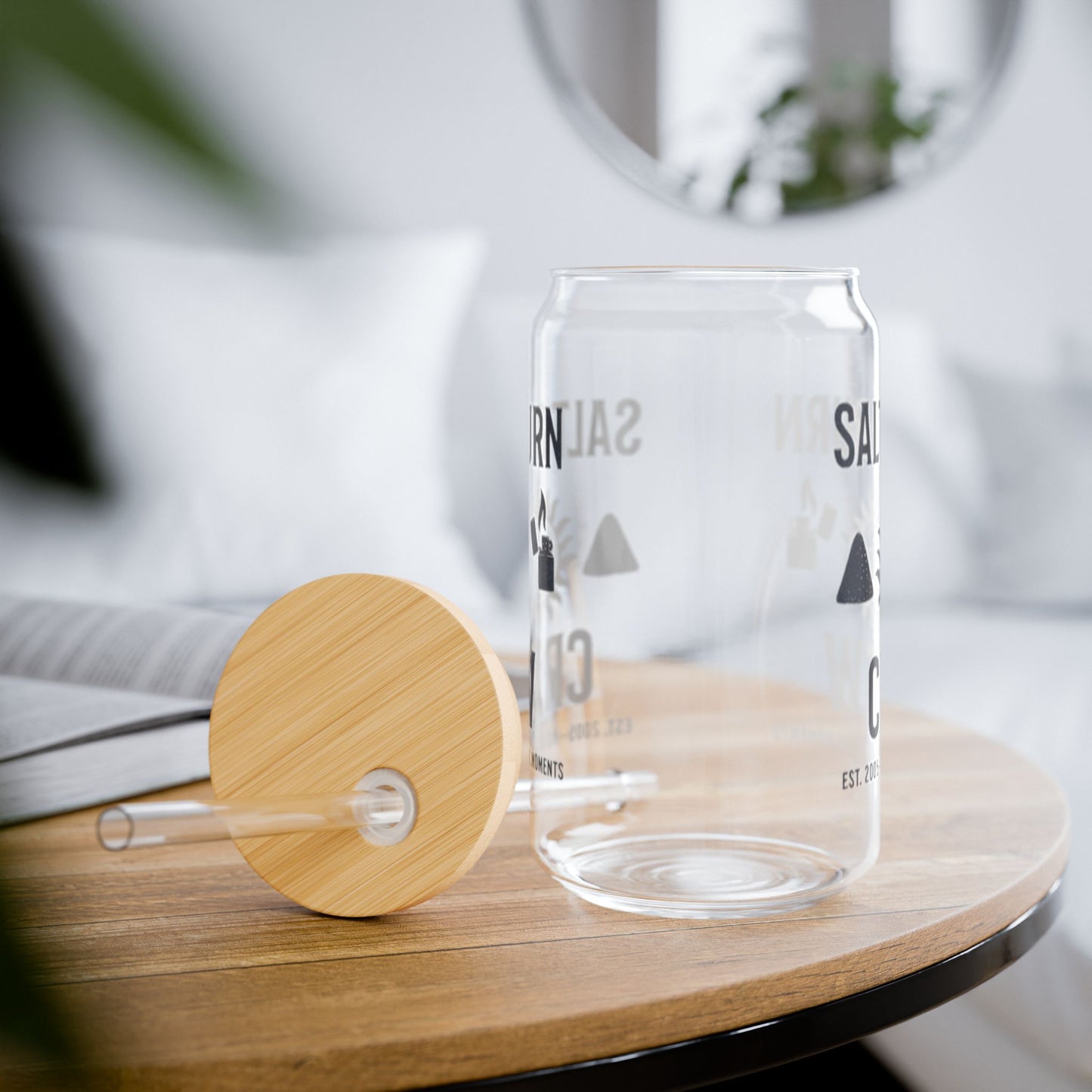 Salt & Burn Crew 16oz Sipper Glass - Supernatural Fan Design | Grunge Aesthetic Glass Cup with Bamboo Lid & Straw