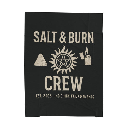 Salt & Burn Crew Plush Throw Blanket - Supernatural Fan Design | Super Soft Fandom Blanket for Hunters, Fans & Idjits | 50"x60" & 60"x80"