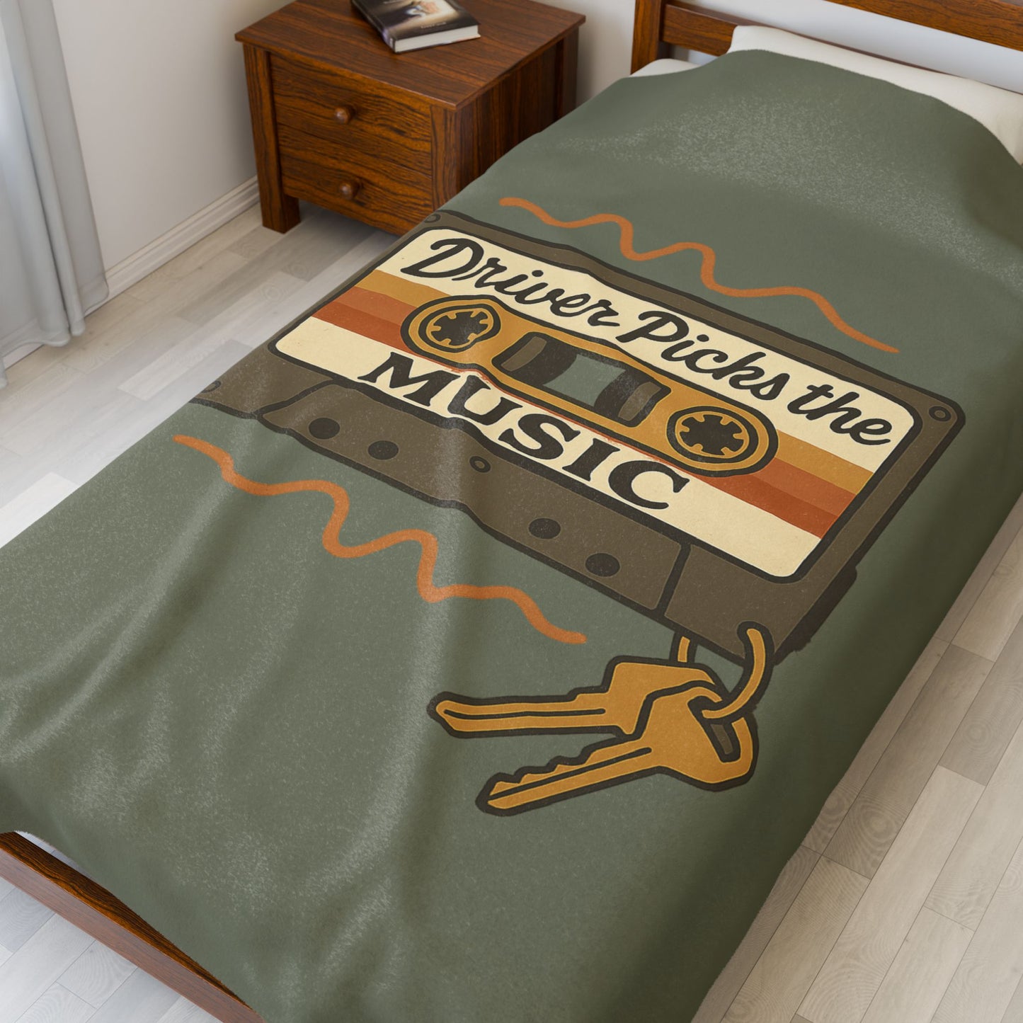Driver Picks the Music Plush Blanket - Supernatural Fan Design | Throw | Cozy Vintage Road Trip Blanket