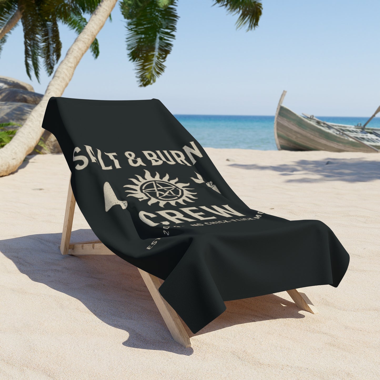 Salt & Burn Crew Beach Towel - Supernatural Fan Design | Bath Towel | Grunge Hunter Pool & Beach