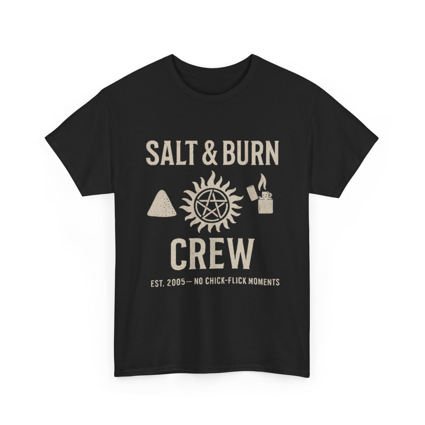 Salt & Burn Crew T-Shirt - Supernatural Fan Design | Grunge Tee for Hunters | Unisex Anti-Possession Symbol Shirt | Vintage Fandom Graphic Tee