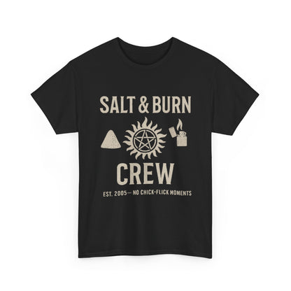 Salt & Burn Crew T-Shirt - Supernatural Fan Design | Grunge Tee for Hunters | Unisex Anti-Possession Symbol Shirt | Vintage Fandom Graphic Tee