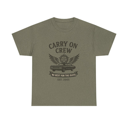 Carry On Crew Unisex Tee - Supernatural Fan Design | No Rest for the Idjits Vintage Grunge Shirt | Graphic Tee