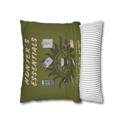 Hunter's Essentials Olive Green Pillowcase - Supernatural Fan Design | Decorative Cover | 100% Polyester