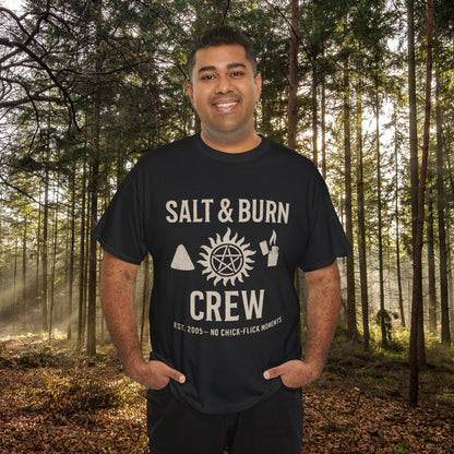 Salt & Burn Crew T-Shirt - Supernatural Fan Design | Grunge Tee for Hunters | Unisex Anti-Possession Symbol Shirt | Vintage Fandom Graphic Tee