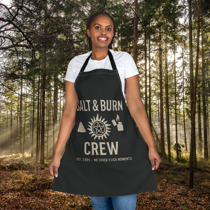 Salt & Burn Crew Apron - Supernatural Fan Design | Black Kitchen Apron | Hunter Cooking Gear | Grunge Fandom Gift