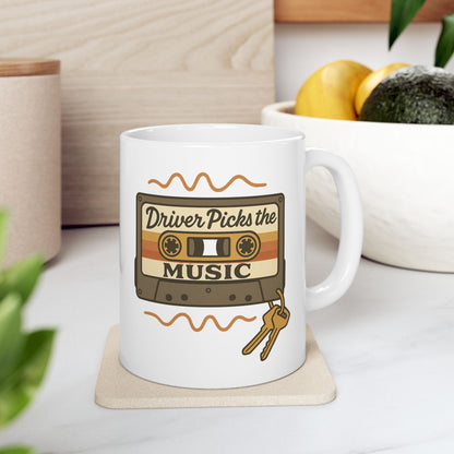 Driver Picks the Music Coffee Mug - Supernatural Fan Design | Cup | Grunge Vintage Ceramic Mug for Fans & Collectors