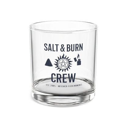 Salt & Burn Crew Rocks Glass - Supernatural Fan Design | Whiskey Glass | 10oz Grunge Barware for Hunters