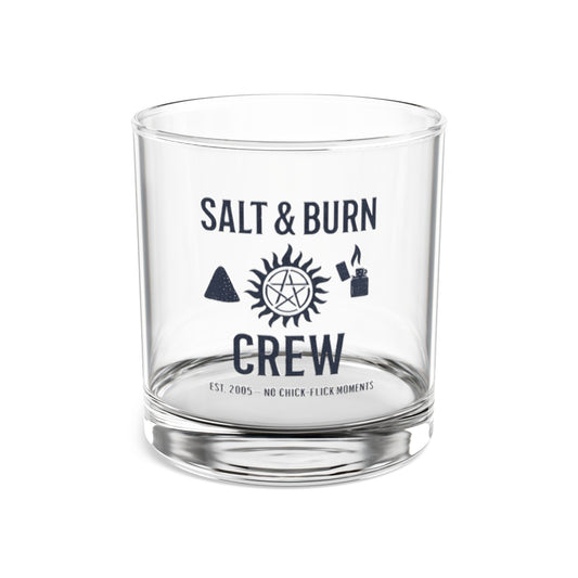 Salt & Burn Crew Rocks Glass - Supernatural Fan Design | Whiskey Glass | 10oz Grunge Barware for Hunters