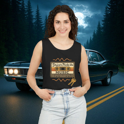 Driver Picks the Music Tank - Supernatural Fan Design | Unisex Vintage Cassette Graphic Top for Hunters & Road Warriors