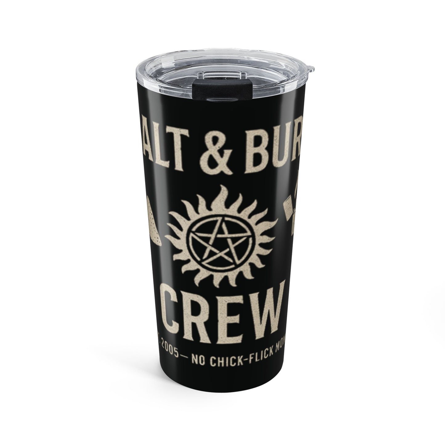 Salt & Burn Crew Tumbler 20oz - Supernatural Fan Design | Stainless Steel Travel Cup | Grunge Hunter Drinkware