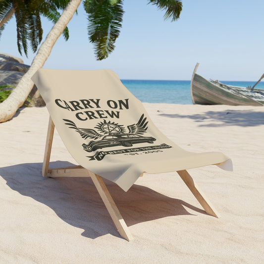 Carry On Crew Beach Towel - Supernatural Fan Design | No Rest for the Idjits | Bath or Beach Towel
