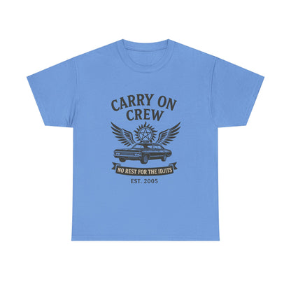 Carry On Crew Unisex Tee - Supernatural Fan Design | No Rest for the Idjits Vintage Grunge Shirt | Graphic Tee