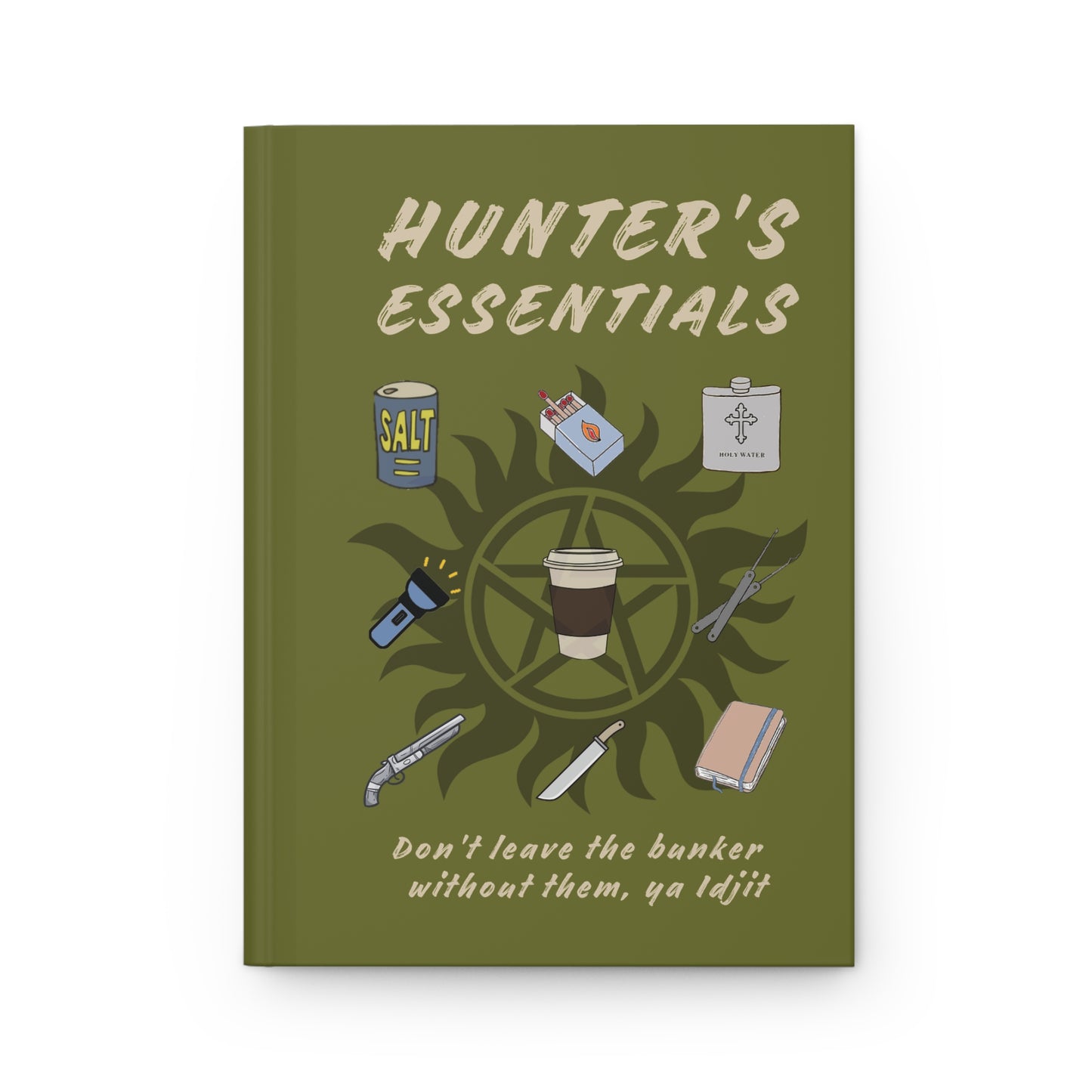 Hunter's Essentials Hardcover Journal (Olive Green) - Supernatural Fan Design | Notebook