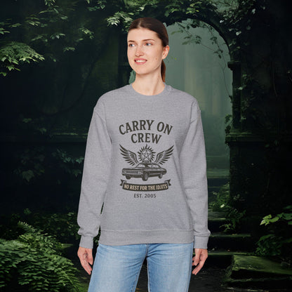 Carry On Crew Sweatshirt | Supernatural-Inspired Crewneck | No Rest for the Idjits | Unisex Gildan 18000 Pullover