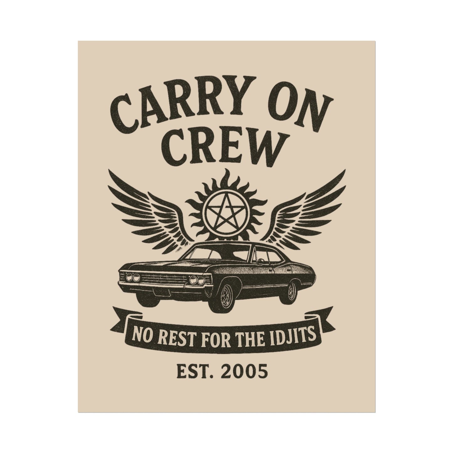 Carry On Crew Rolled Poster - Beige - Supernatural Fan Design | Wall Art