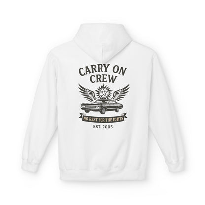 Carry On Crew Unisex Hoodie - Supernatural Fan Design | No Rest for the Idjits Grunge Pullover | Vintage Hoodie