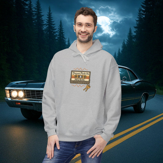 Driver Picks the Music Unisex Hoodie - Supernatural Fan Design | Sweatshirt | Cozy Vintage Fan Gift
