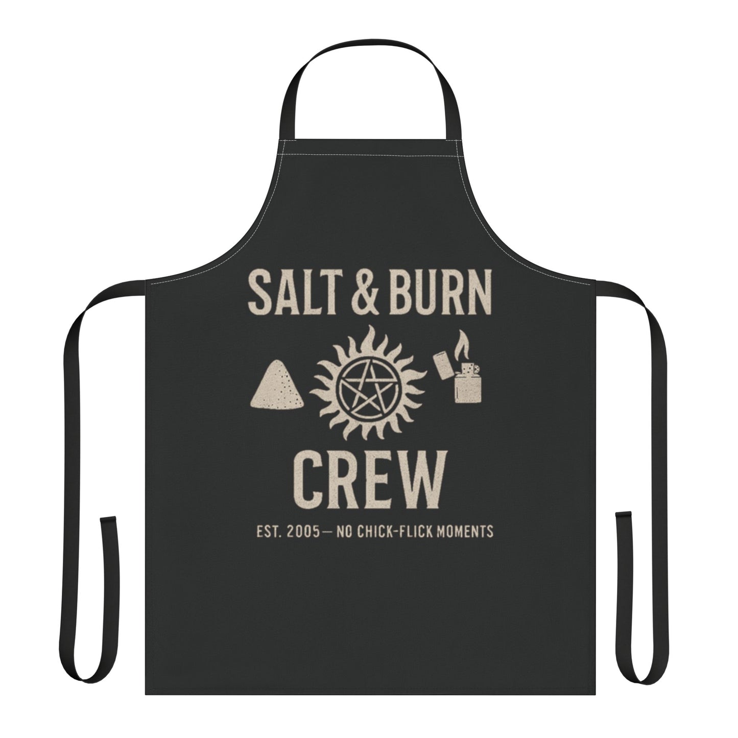 Salt & Burn Crew Apron - Supernatural Fan Design | Black Kitchen Apron | Hunter Cooking Gear | Grunge Fandom Gift
