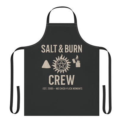 Salt & Burn Crew Apron - Supernatural Fan Design | Black Kitchen Apron | Hunter Cooking Gear | Grunge Fandom Gift