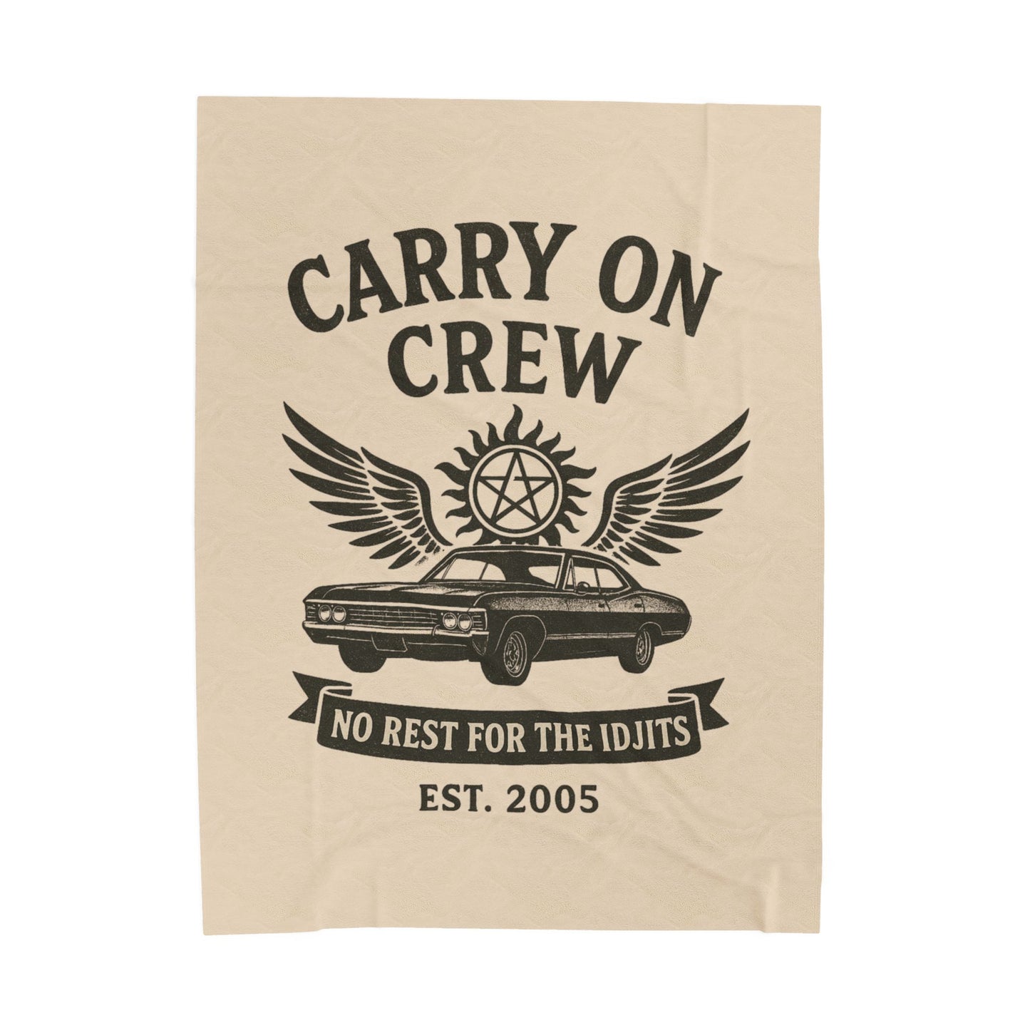 Carry On Crew Plush Throw Blanket - Supernatural Fan Design | Velveteen Blanket