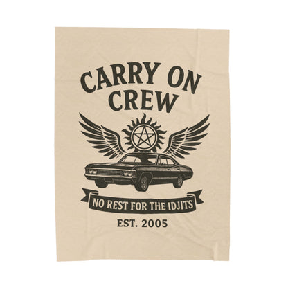 Carry On Crew Plush Throw Blanket - Supernatural Fan Design | Velveteen Blanket