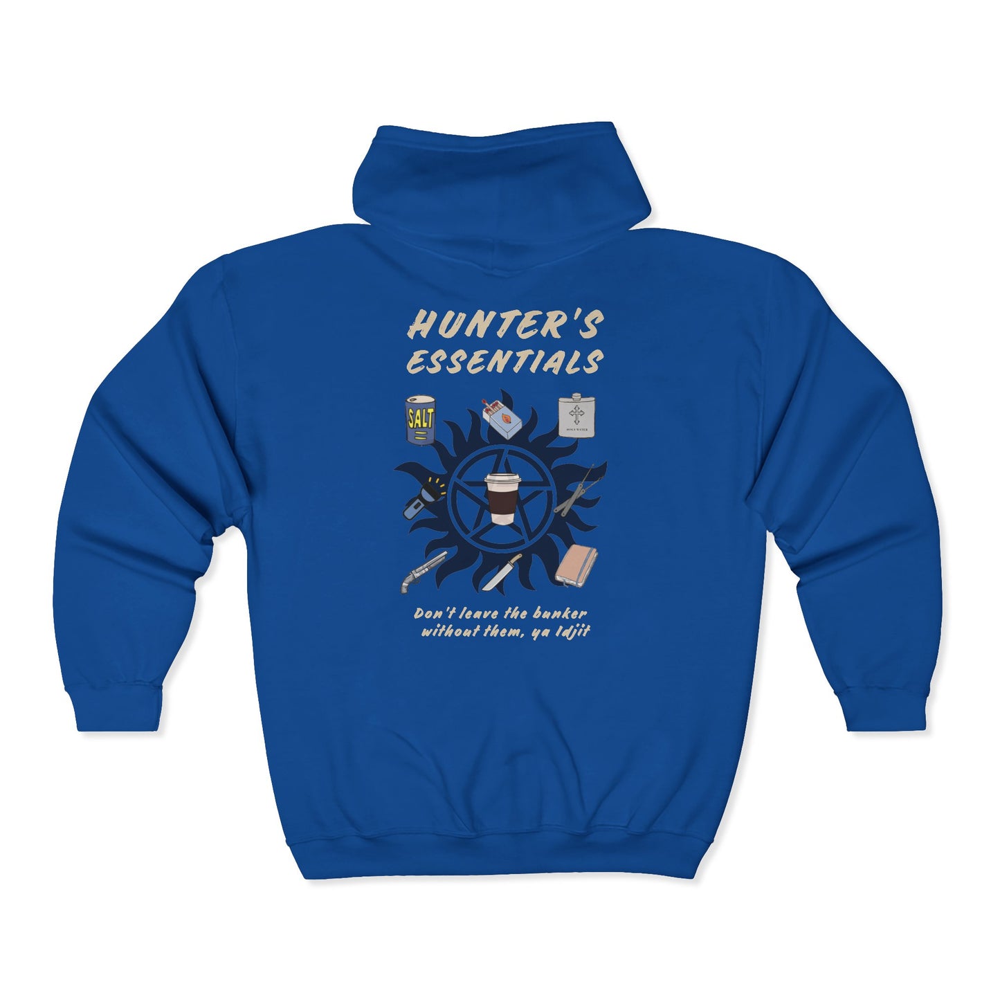 Hunter's Essentials Full Zip Hoodie - Supernatural Fan Design | Zip-Up Sweatshirt | Unisex Gildan 18600