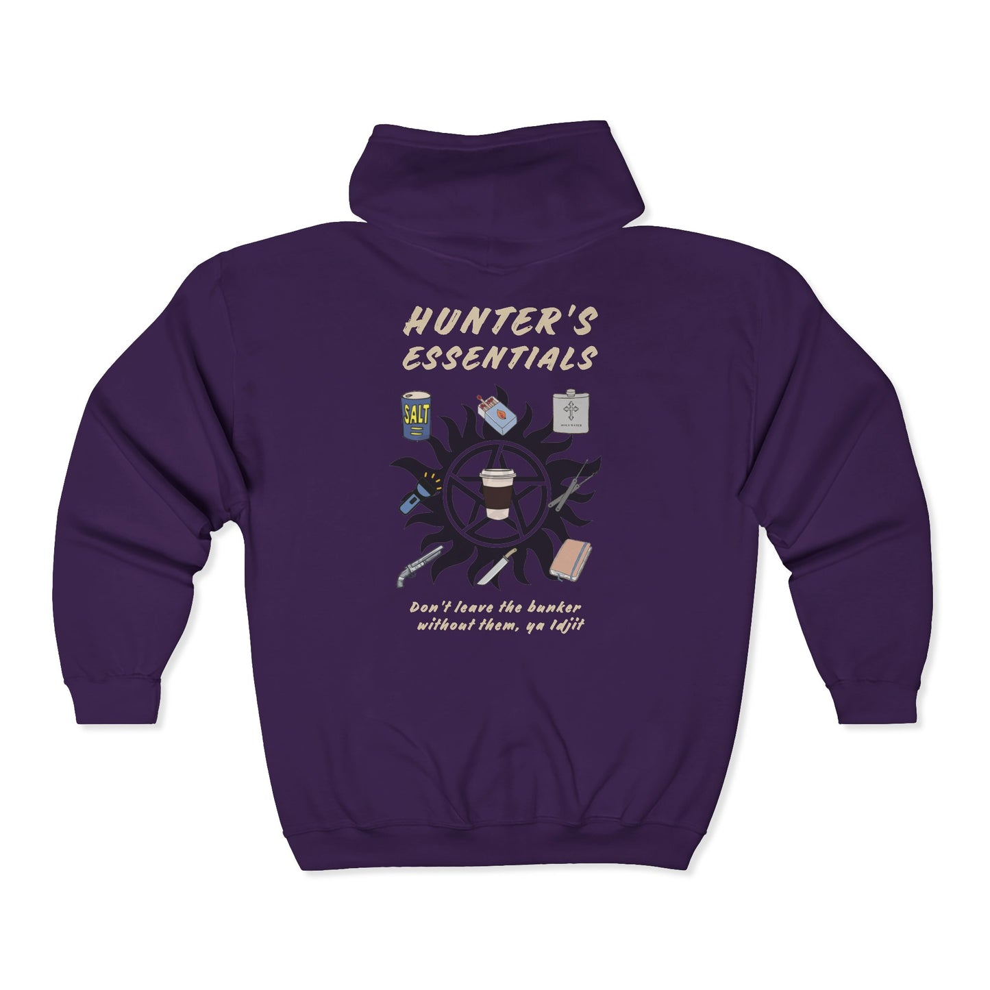 Hunter's Essentials Full Zip Hoodie - Supernatural Fan Design | Zip-Up Sweatshirt | Unisex Gildan 18600