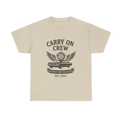Carry On Crew Unisex Tee - Supernatural Fan Design | No Rest for the Idjits Vintage Grunge Shirt | Graphic Tee