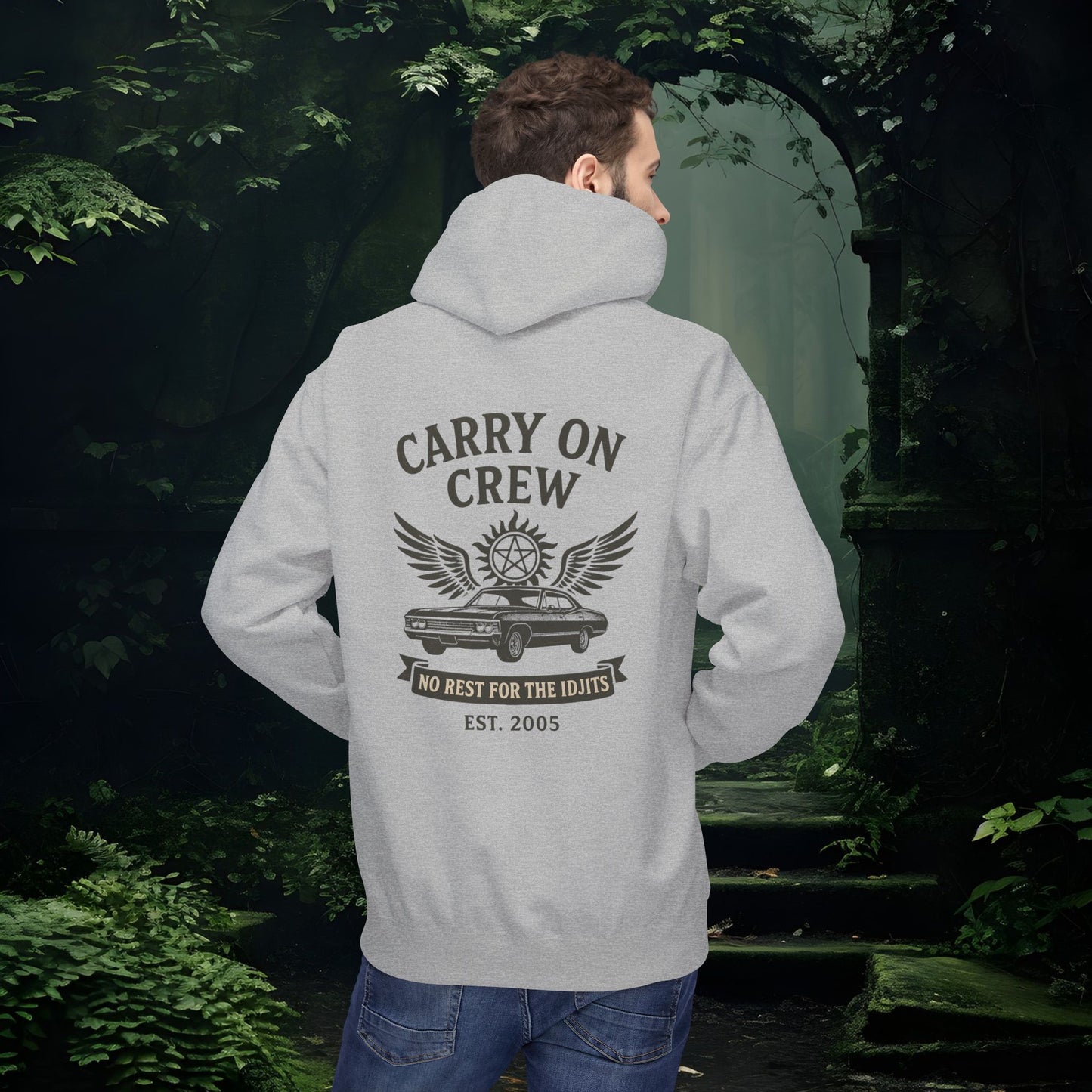 Carry On Crew Unisex Hoodie - Supernatural Fan Design | No Rest for the Idjits Grunge Pullover | Vintage Hoodie
