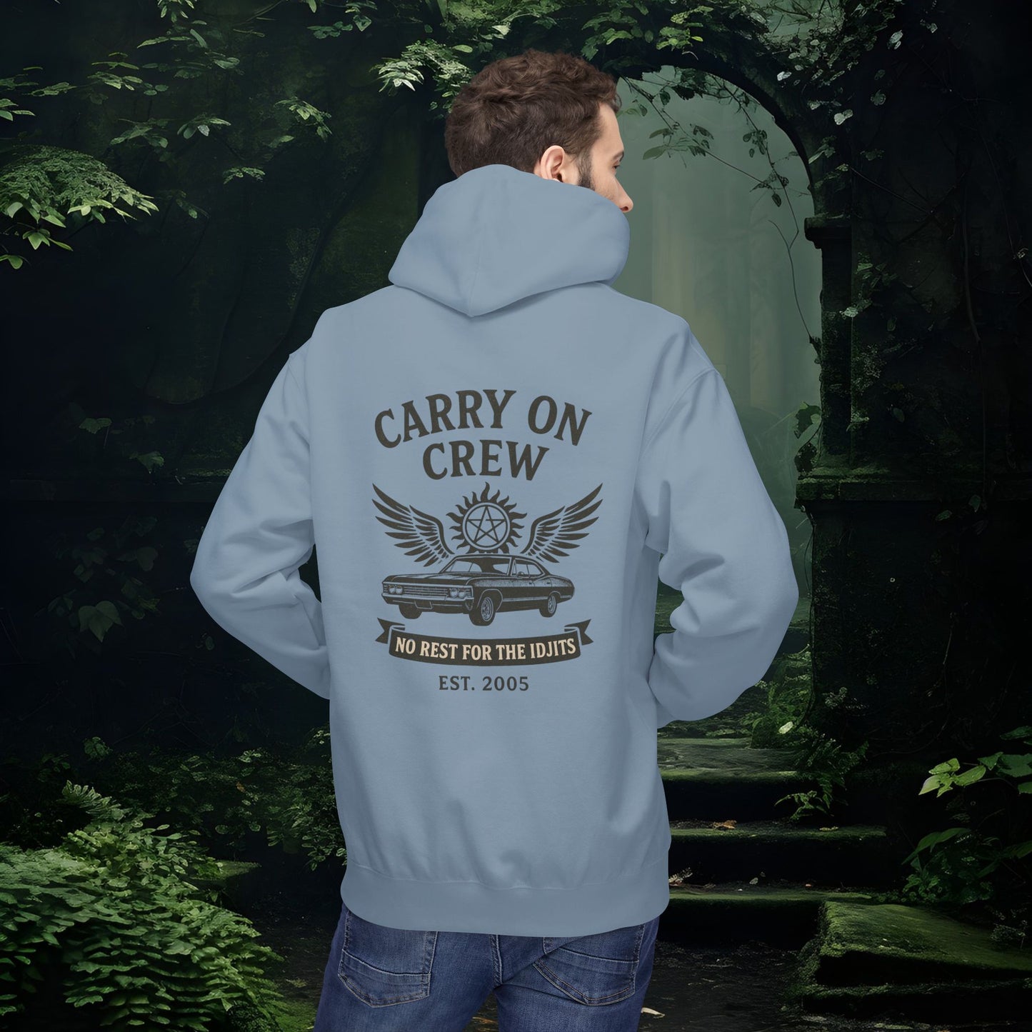 Carry On Crew Unisex Hoodie - Supernatural Fan Design | No Rest for the Idjits Grunge Pullover | Vintage Hoodie