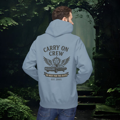 Carry On Crew Unisex Hoodie - Supernatural Fan Design | No Rest for the Idjits Grunge Pullover | Vintage Hoodie