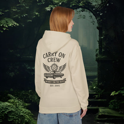 Carry On Crew Unisex Hoodie - Supernatural Fan Design | No Rest for the Idjits Grunge Pullover | Vintage Hoodie