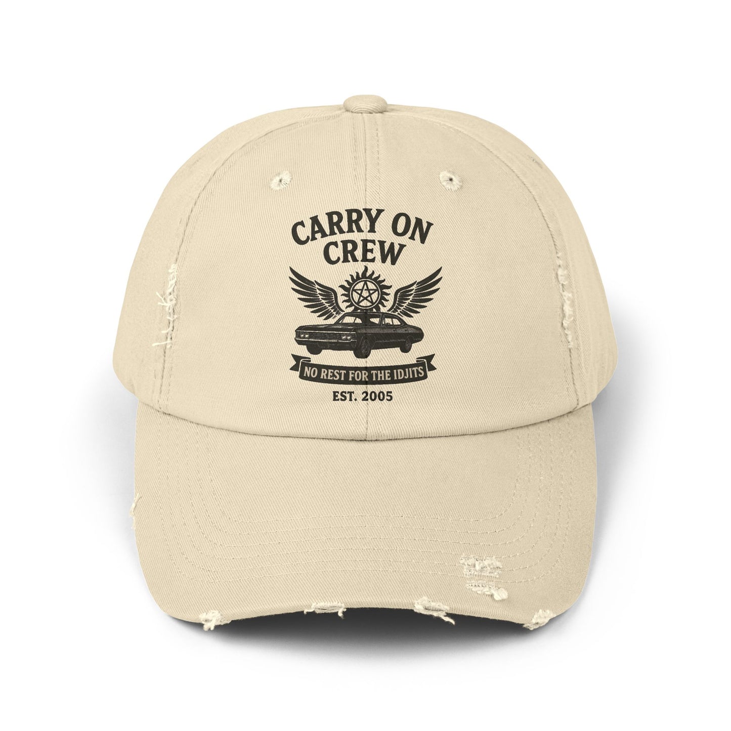 Carry On Crew Distressed Cap - Supernatural Fan Design | Vintage Hat