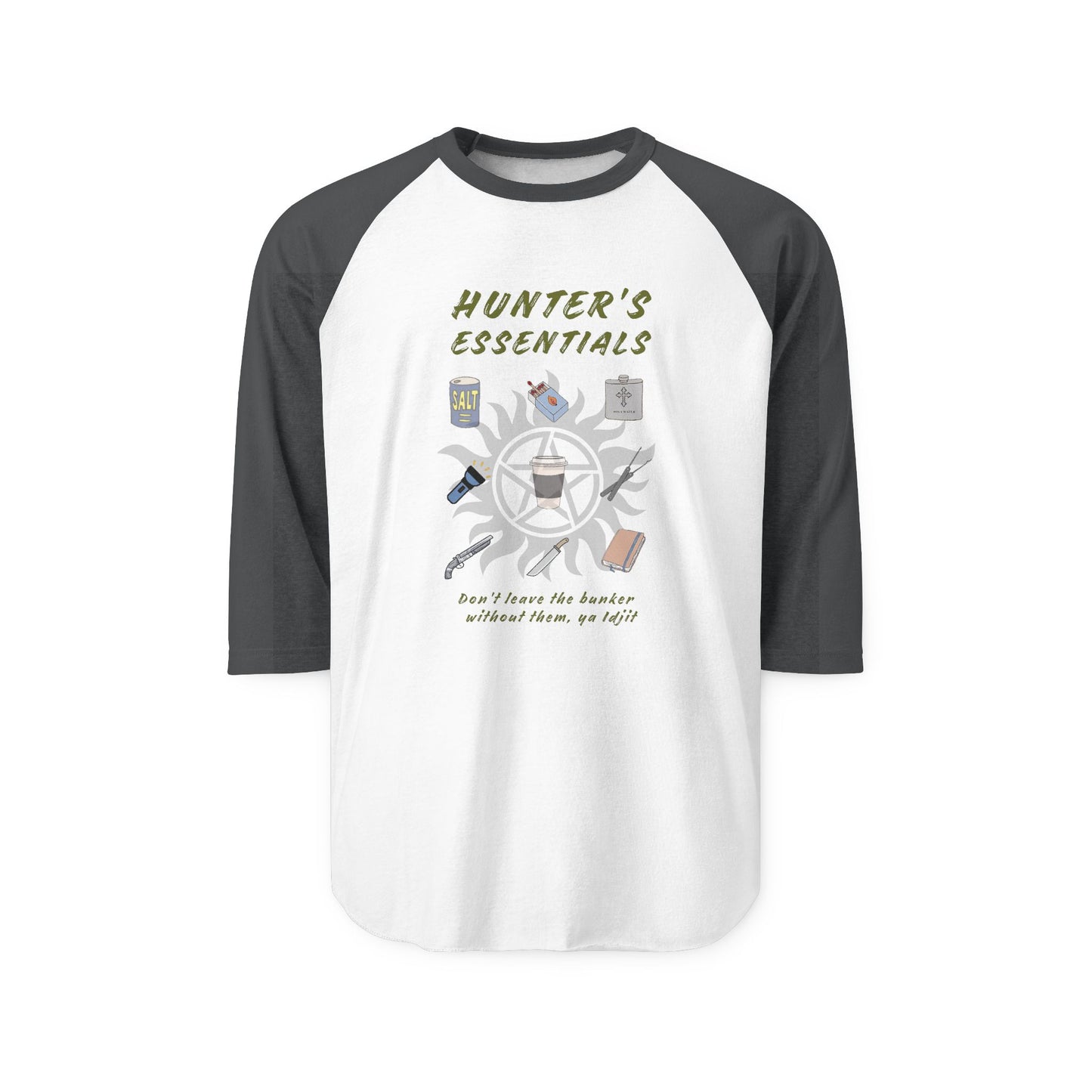 Hunter's Essentials Raglan Shirt - Supernatural Fan Design | 3/4 Sleeve Tee | Unisex Tultex 245