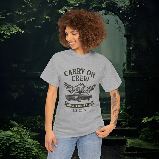 Carry On Crew Unisex Tee - Supernatural Fan Design | No Rest for the Idjits Vintage Grunge Shirt | Graphic Tee