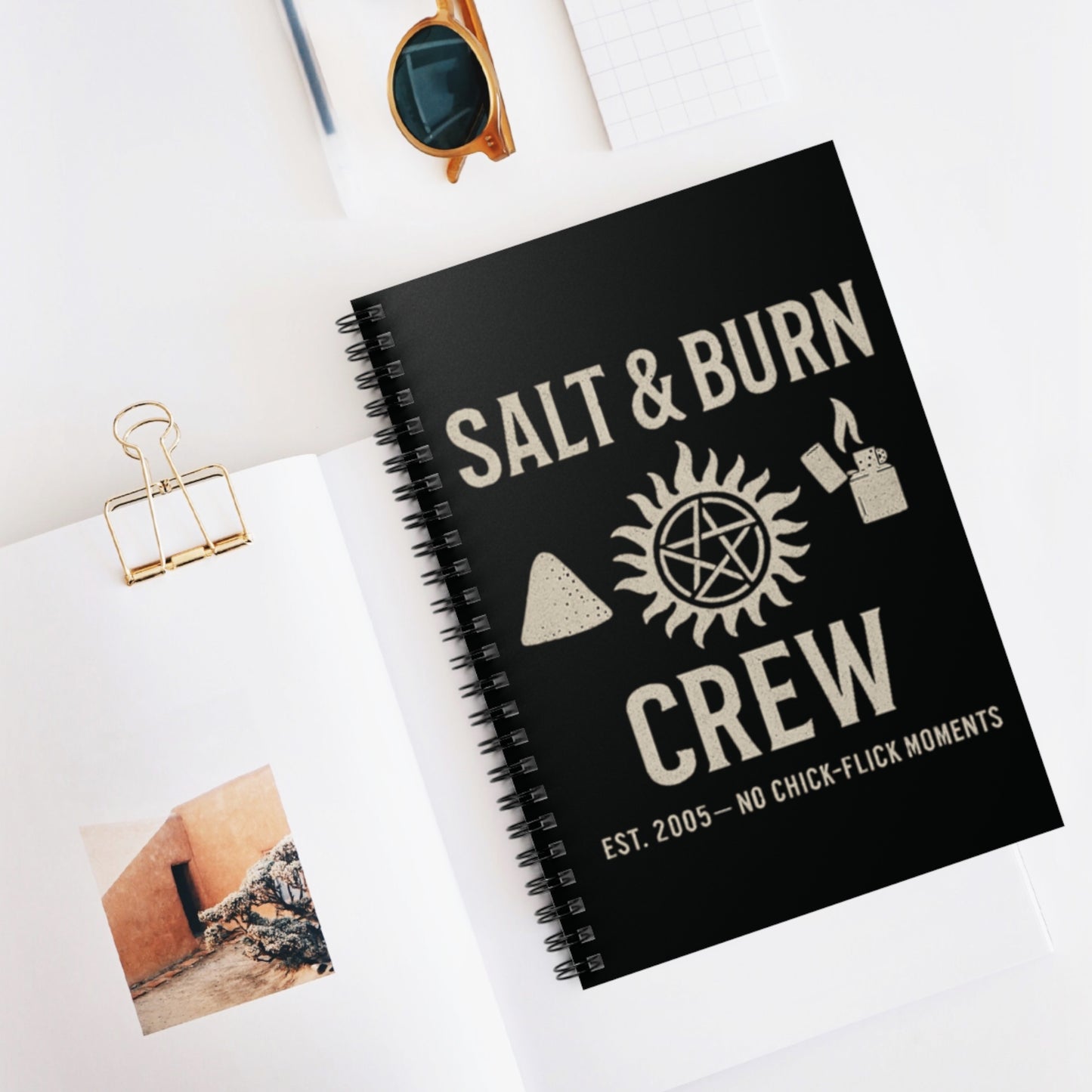 Salt & Burn Crew Spiral Notebook - Supernatural Fan Design | Journal for Hunters, Writers & Everyday Legends