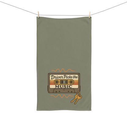 Driver Picks the Music Hand Towel - Supernatural Fan Design | Bathroom or Bar Towel | 28x16
