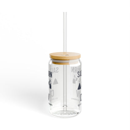 Salt & Burn Crew 16oz Sipper Glass - Supernatural Fan Design | Grunge Aesthetic Glass Cup with Bamboo Lid & Straw