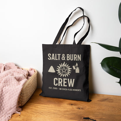 Salt & Burn Crew Tote Bag - Supernatural Fan Design | Canvas Tote | Hunter Gear Carryall for Everyday Use