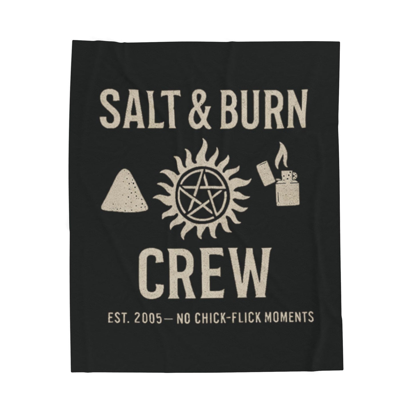 Salt & Burn Crew Plush Throw Blanket - Supernatural Fan Design | Super Soft Fandom Blanket for Hunters, Fans & Idjits | 50"x60" & 60"x80"