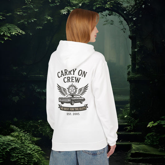 Carry On Crew Unisex Hoodie - Supernatural Fan Design | No Rest for the Idjits Grunge Pullover | Vintage Hoodie