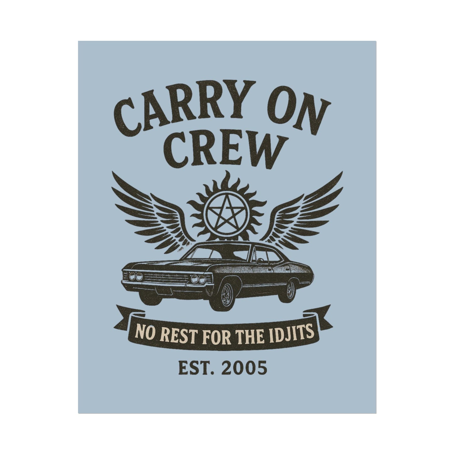 Carry On Crew Rolled Poster - Blue - Supernatural Fan Design | Wall Art