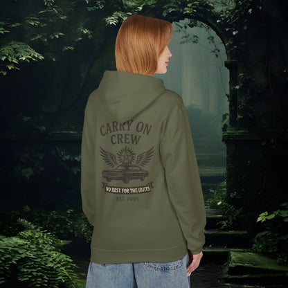 Carry On Crew Unisex Hoodie - Supernatural Fan Design | No Rest for the Idjits Grunge Pullover | Vintage Hoodie