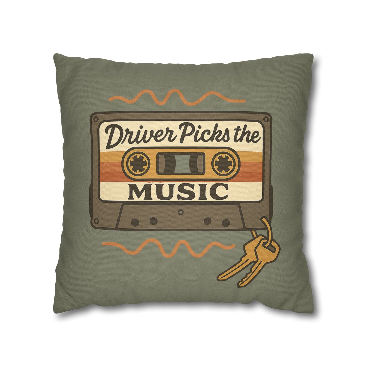 Driver Picks the Music Throw Pillow Case - Supernatural Fan Design | Home Decor | Vintage Road Trip Accent Pillow Cover