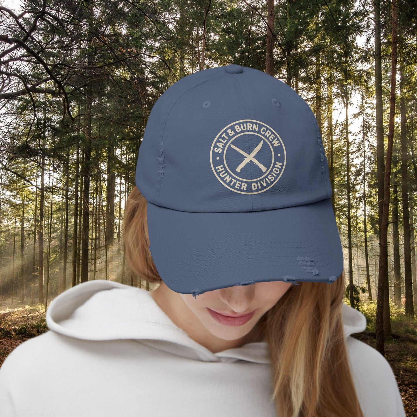 Salt & Burn Crew Distressed Cap - Supernatural Fan Design | Vintage Hunter Division Hat | Fandom Apparel