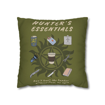 Hunter's Essentials Olive Green Pillowcase - Supernatural Fan Design | Decorative Cover | 100% Polyester